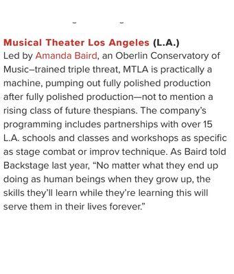 Musical Theater Program for B'way-Bound Kids
 https://www.backstage.com/advice-for-actors/resources/6-training-programs-broadway-bound-kids/