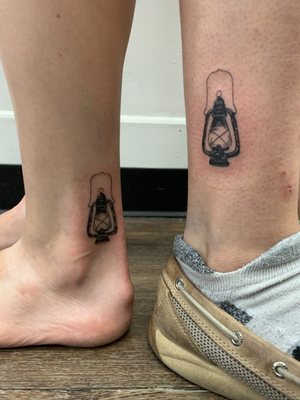 Matching lantern tattoo with my friend. This was taken right after we were both inked.