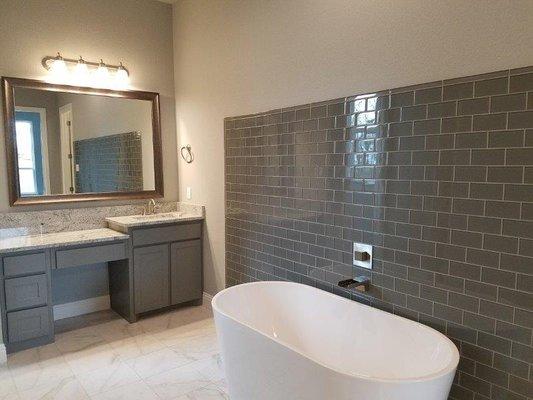 Lovely master bathroom built by Kenmark Homes in Johnson County, Texas