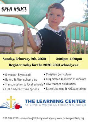 TLC Open House! Sunday, February 9, 2020 2:00-4:00pm.