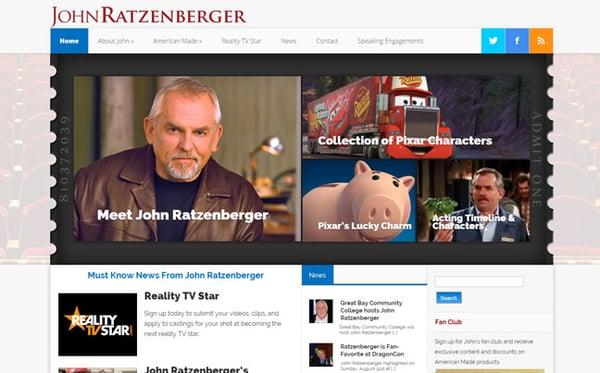 John Ratzenberger website designed by Crown Point Design