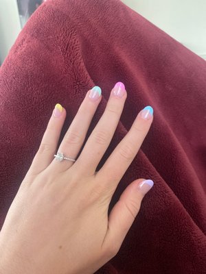 Acrylic tips with multicolor french