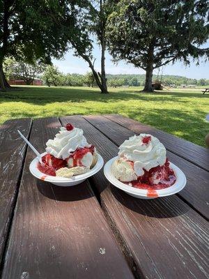 Strawberry shortcake & strawberry sundae