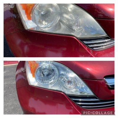 2008 Honda CRV with a headlight restoration service