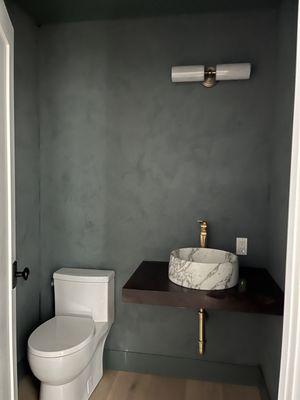 Powder room limewash finish, La Jolla, CA.