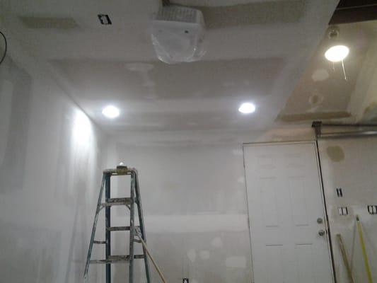 garage remodel, lights, outlets installed, projector installed, wired... ready for painting.. pic 6