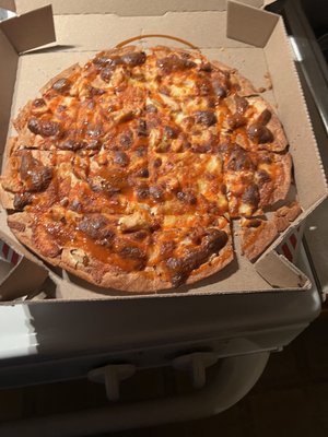 Buffalo chicken pie cut (well that's what I ordered). Overdone buffalo chicken square cut is what i got