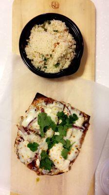 BBQ chicken flatbread and cous cous