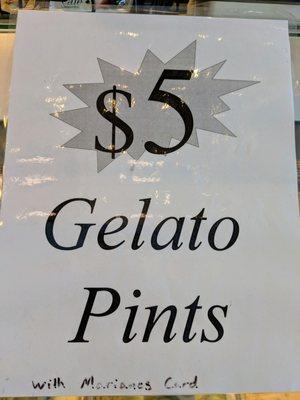 Vero: $5 Gelato Pints