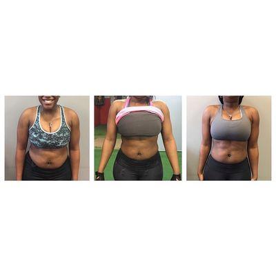 Just under 3 months, Jasmine with determination and changing of eating habits, she's FINALLY starting to see her abs.