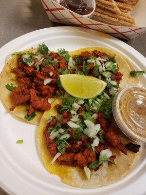 $2 ea Street Tacos. I opted for al Pastor & was very pleased (7/31/19)