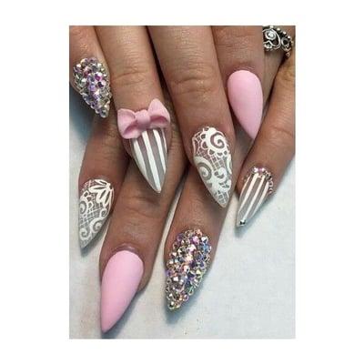 Sculptured Stiletto Nails with Unlimited Nail Art