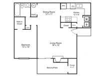 One Bedroom/ One Bath-800 Sq.'