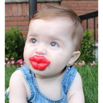 Another picture from satisfied customer with our bright lip kiss pacifier.