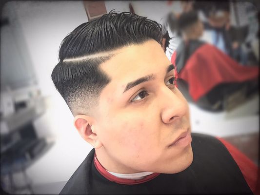 Skin fade with part