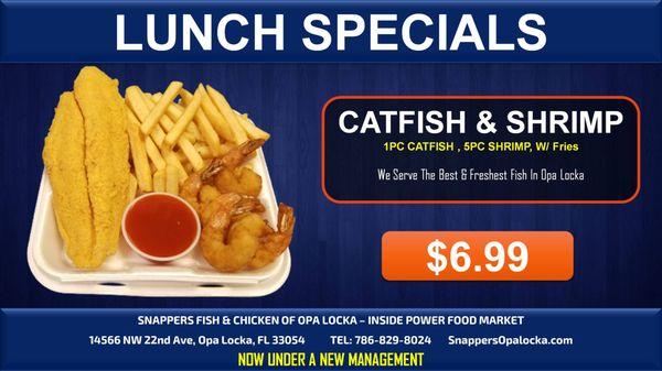 Catfish and shrimp lunch special