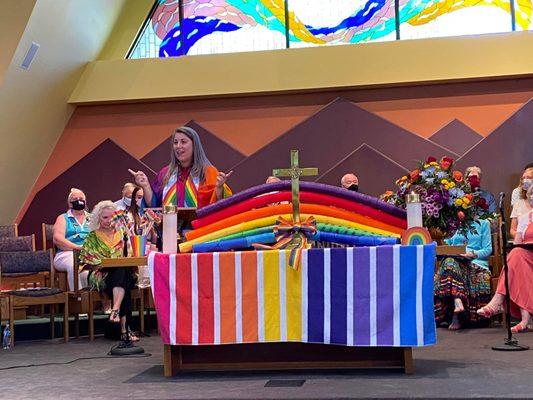 Pride Sunday at IUCC!  Proudly Open and Affirming to the LGBTQ+ community since 1991!  The first O&A church in Orange County!