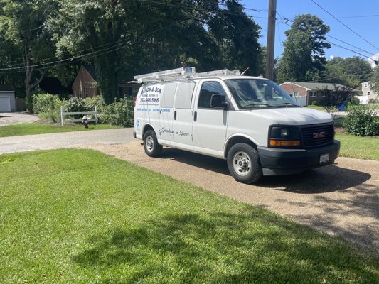 The van in my driveway, you can see their contact info too