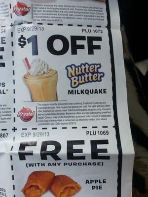 Just something I used on this visit. I have a page full Krystal coupons!