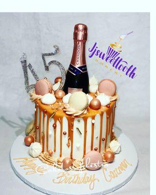 Rosegold bottle cake #Cakebossofchester