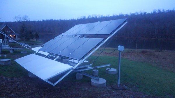 RST3000 Single Axis Solar Tracker returning to its east position during the evening hours in July 2018 near Starrucca, pennsylvania