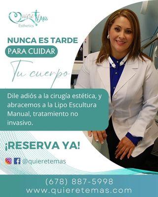 Quieretemas Esthetics, se enfoca en tratamientos, faciales, masaje post quirúrgico, masaje reductor, usando la aoaratologia de vanguardia