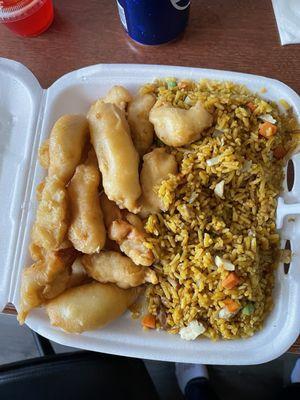 47. Sweet and Sour Chicken and chicken fried rice