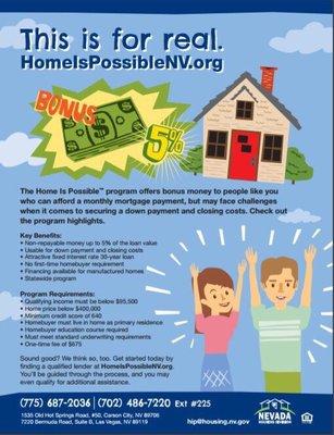 Nevada State Programs to help Nevadan's Own a Home!