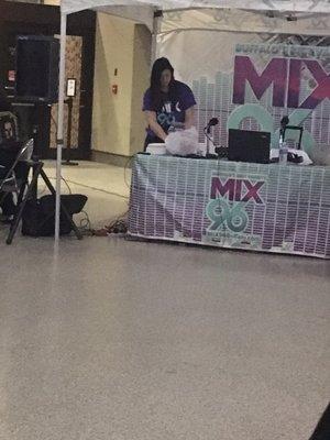 Mix 96 booth. This lady wouldn't let us sit at her tables