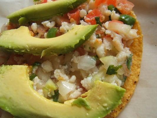 ceviche tostada, $3.00