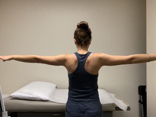 Initially, this patient had trouble with moving their neck and stretching out their shoulders.