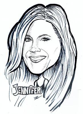 Caricature art of Jennifer Anniston by Caricature artist David Zamudio