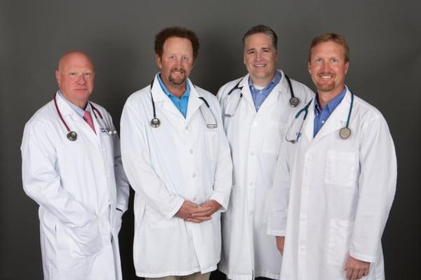 Dr. George Linhardt (general surgeon), Dr. Maurice "Mo" Brown (orthopedic surgeon), Family Practice Drs. Nathan Levanger and Chad Horrocks