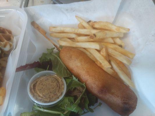 Hand battered corndog