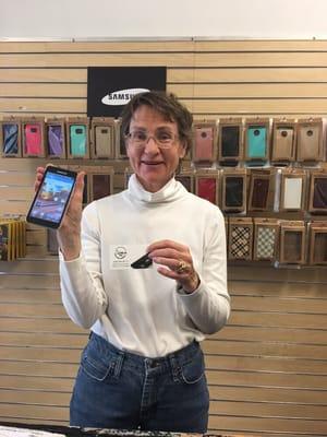 Ann was happy after getting her battery replaced on her Samsung player which she often uses.