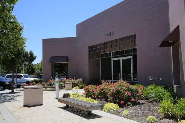 The entry to our office. Located at the corner of Hopyard and Stoneridge around back near Chabot