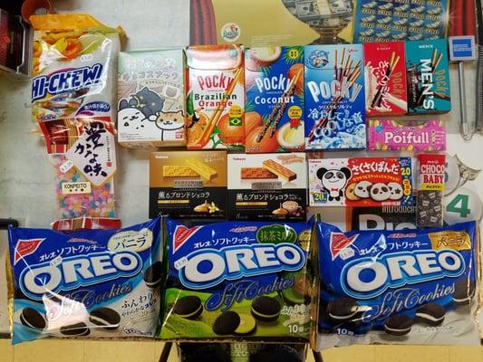 NEW Japanese Summer Items.  Summer Pockys  ,  Hokkaido Milk , Vanilla and Green Tea Oreo Soft cake.