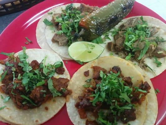 Two pork, two lengua.  Excellent.