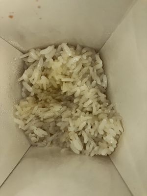 Yellow discoloration to the left side of slimy, gooey, WHITE rice