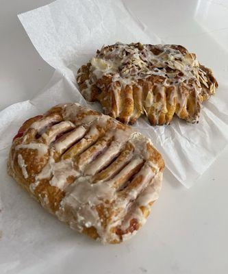 Strawberry & Cream Cheese Danish (front) and Bear Claw (back)