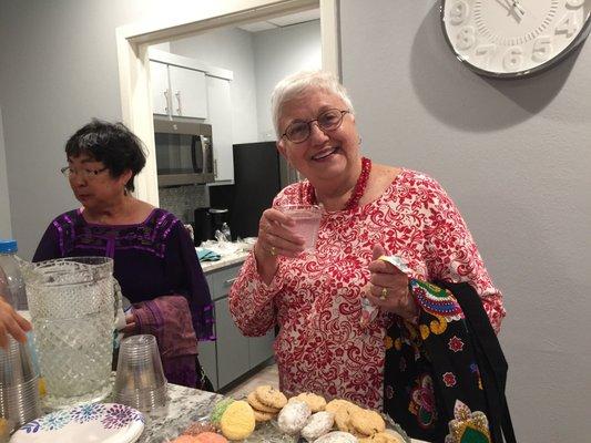 Enjoying refreshments at the Welcome Center