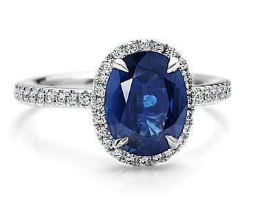 Sapphire diamond Halo ring