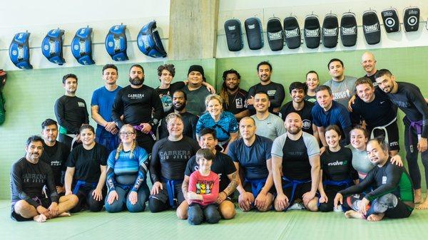 Brazilian Jiu Jitsu crew during a workshop with EvolveAll's affiliate professor Cesar Cabrera