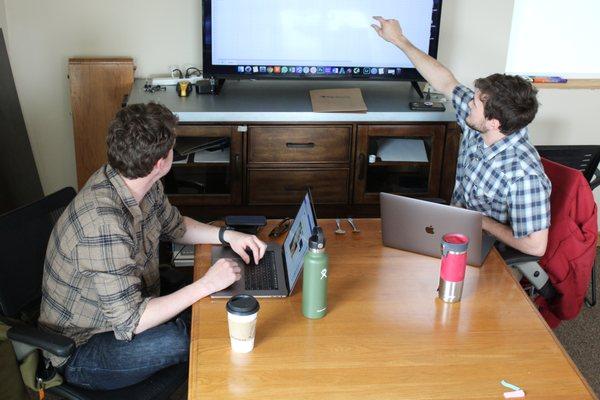 Big Storm Advertising Agency members plan a Google Ads Campaign at the Bozeman office.