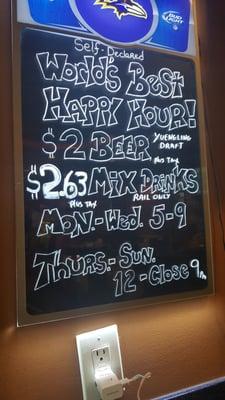 Happy hour times and info as of june 13 2016