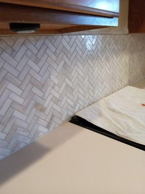 A marble backsplash I finished in April