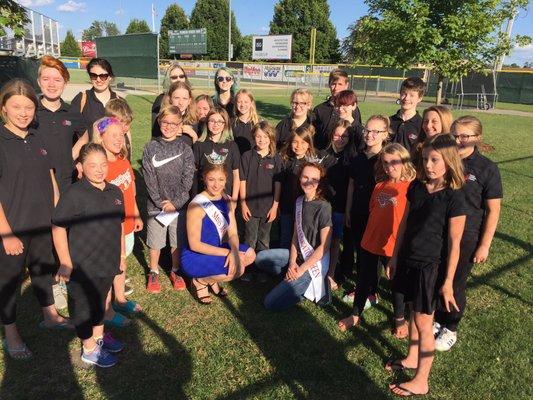 Singing at a baseball game with Miss Mankato and Miss Mankato Outstanding Teen 2017.