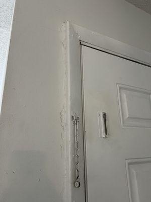 Door can be broken into because they refuse to replace the frame