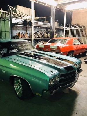 1970 Chevelle SS & 1969 Camaro RS SS in for work.