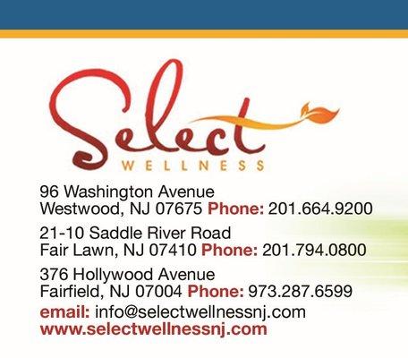 Westwood, Fair Lawn, Fairfield locations!